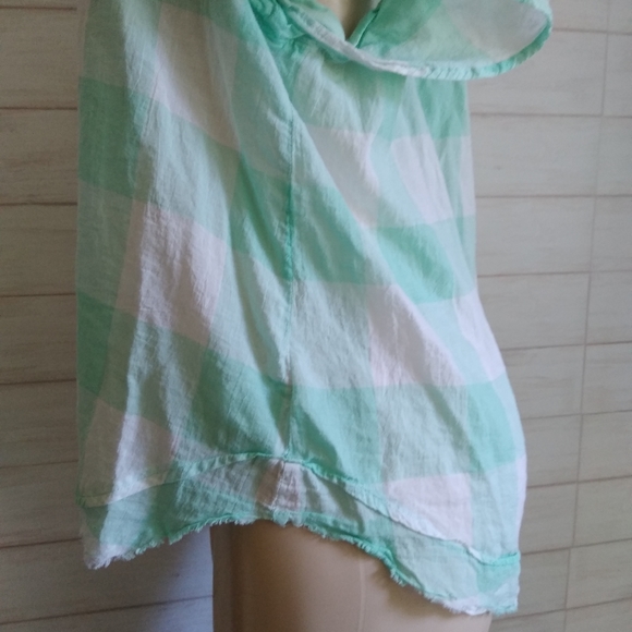 Anthropologie MAEVE Gingham button down Top green - Picture 5 of 8
